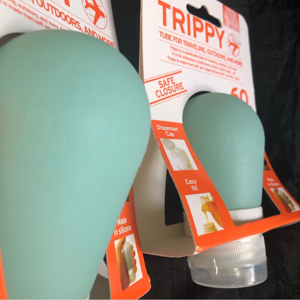 Set of 2 Trippy Silicone No Drip Cosmetic Travel Squeeze Tube: 3 oz & 2 oz BLUE - Picture 3 of 9